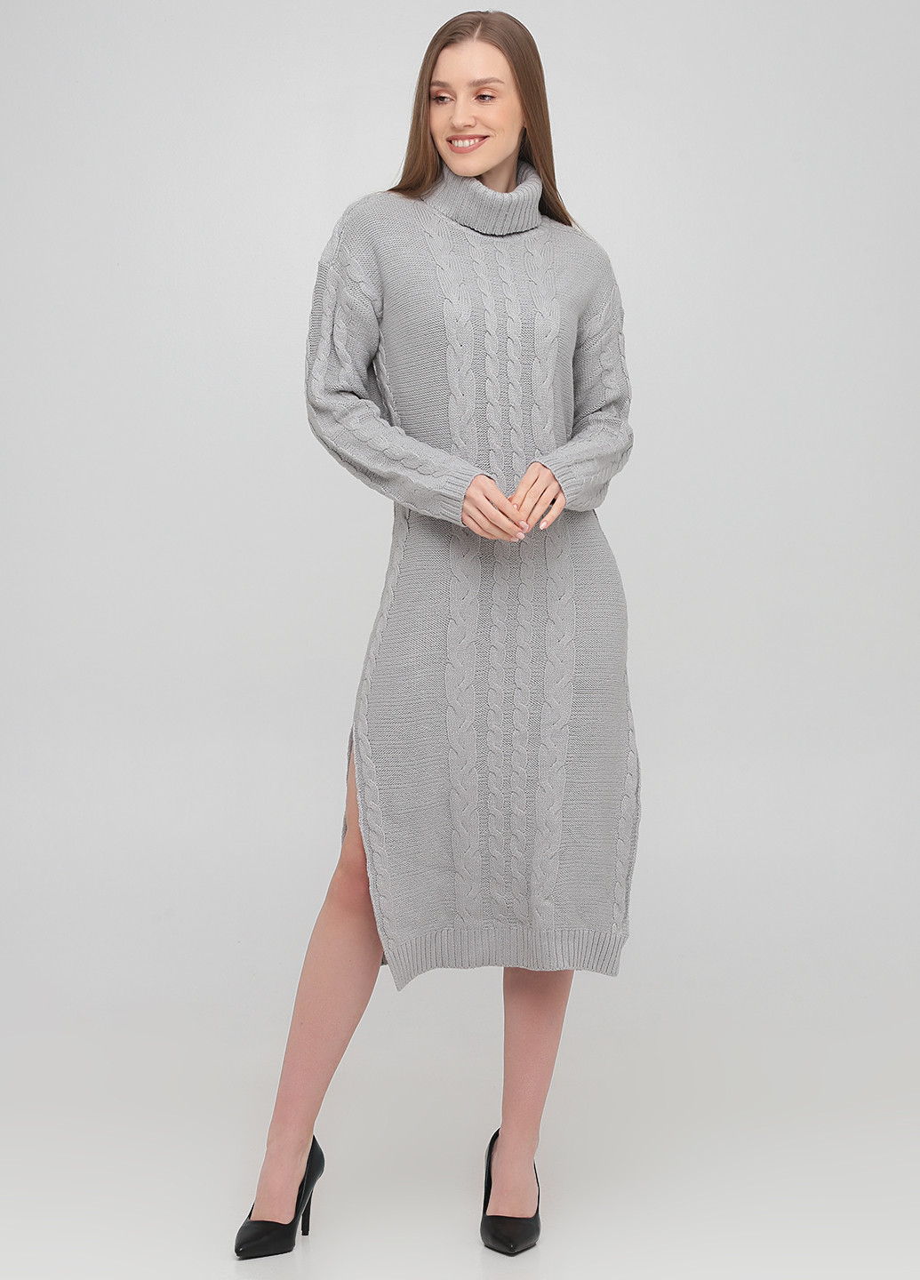 Світло-сіра кежуал сукня сукня светр NA-KD меланжева
