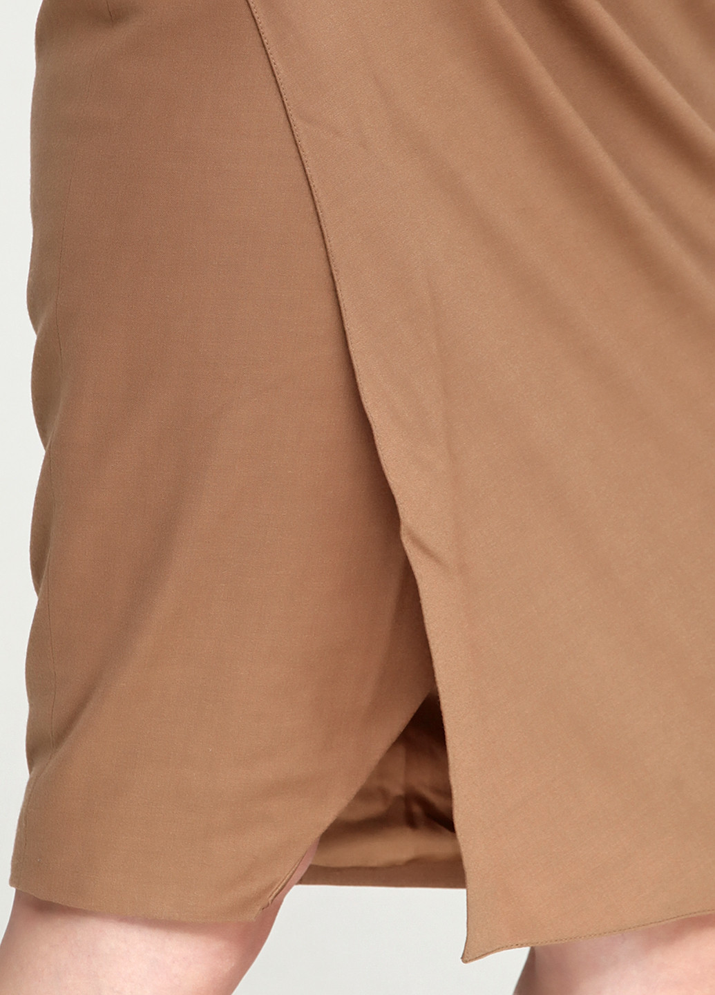 Светло-коричневая офисная однотонная юбка Ralph Lauren на запах