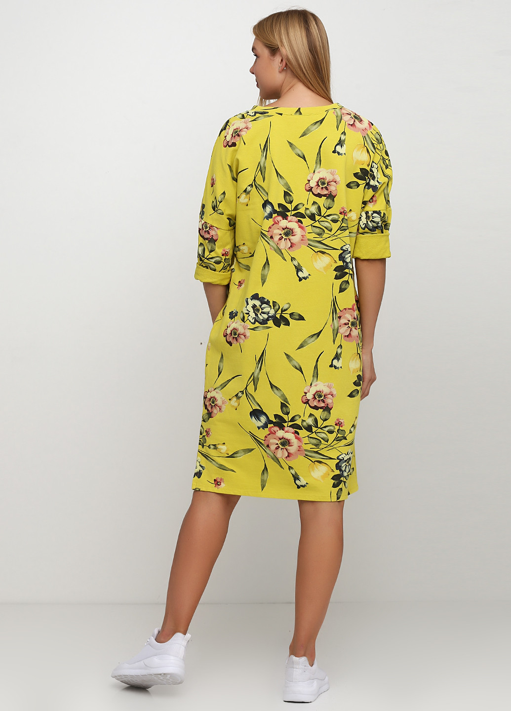 Горчичное кэжуал платье оверсайз Italy Moda с цветочным принтом