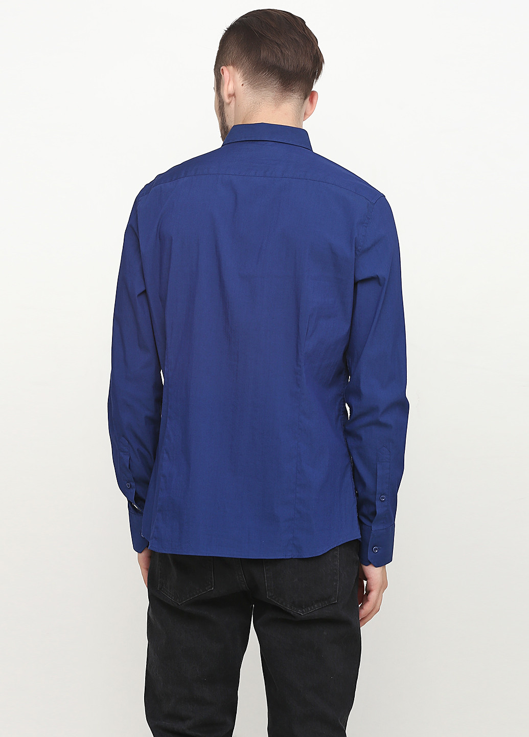 Темно-синяя классическая рубашка однотонная Guess Los Angeles с длинным рукавом