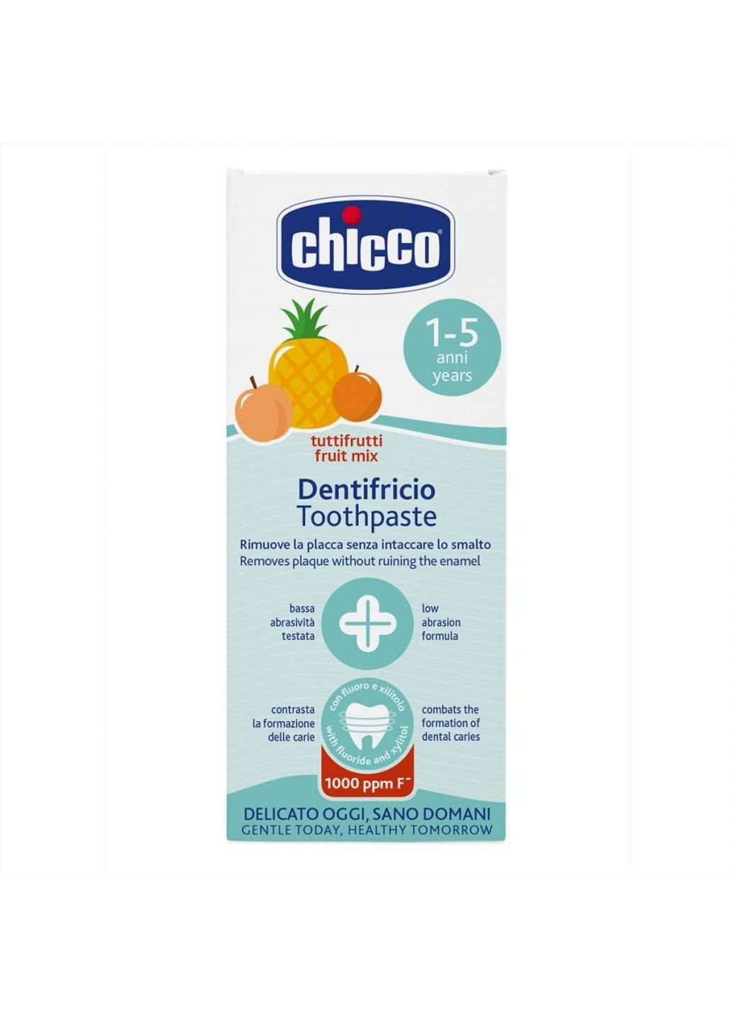 Дитяча зубна паста Тутті-Фрутті з фтором 50 мл (10608.00) Chicco (254084365)