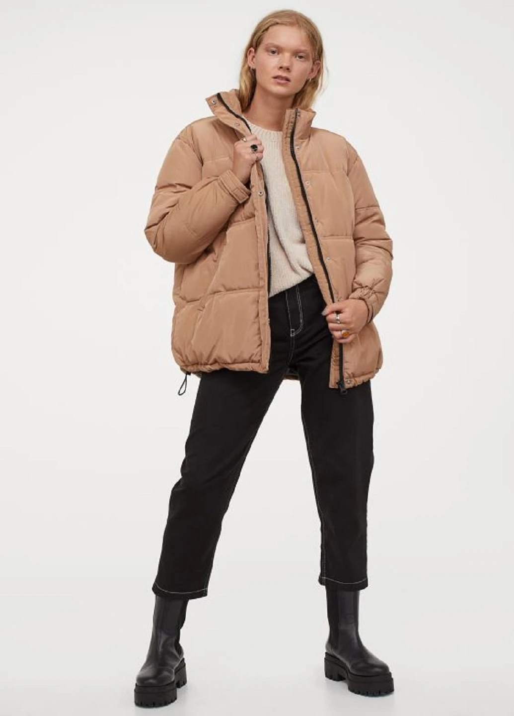 Бежевая зимняя куртка H&M