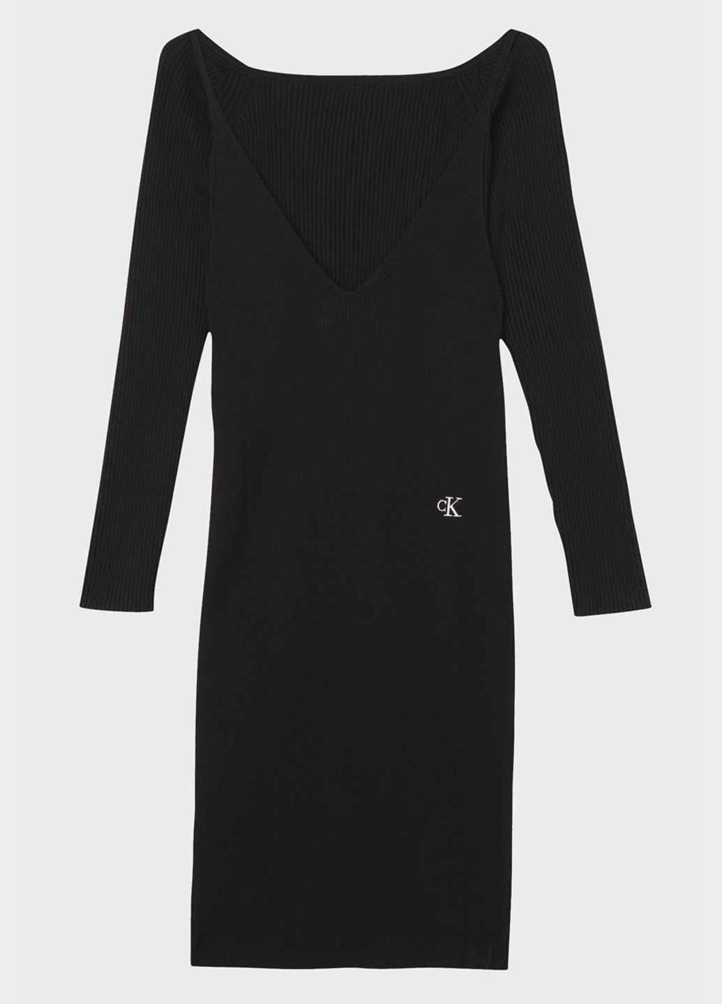 Черное кэжуал платье платье-свитер Calvin Klein Jeans однотонное