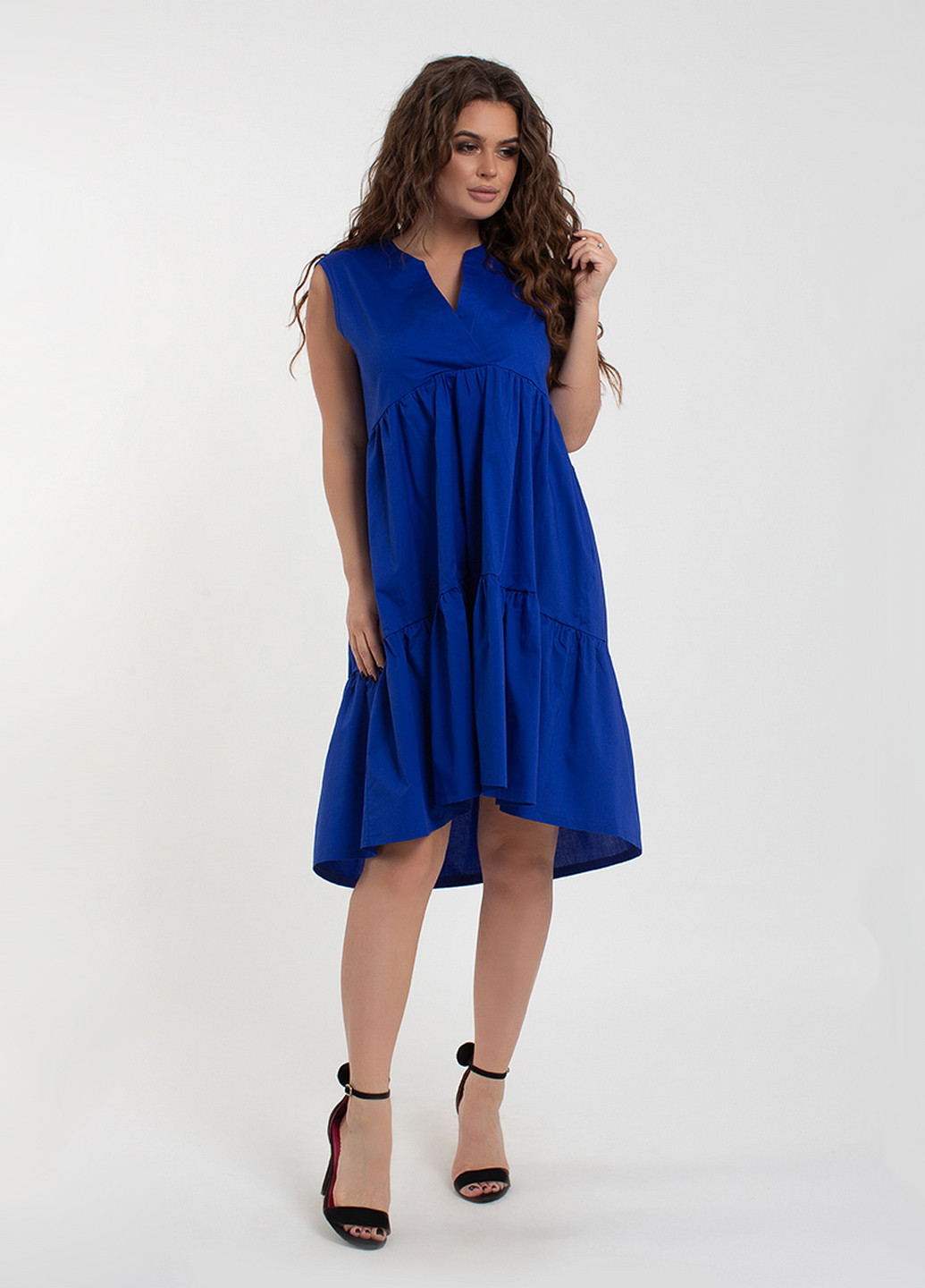 Синее кэжуал платье в стиле ампир Modna Anka однотонное
