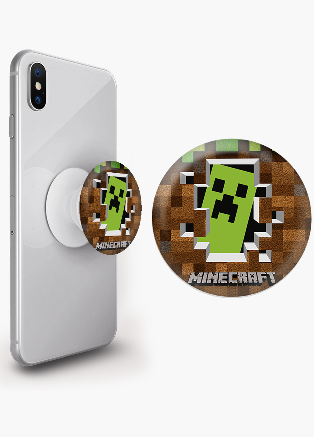 Попсокет (Popsockets) тримач для смартфону Майнкрафт (Minecraft) (8754-1709) Чорний MobiPrint (216836504)