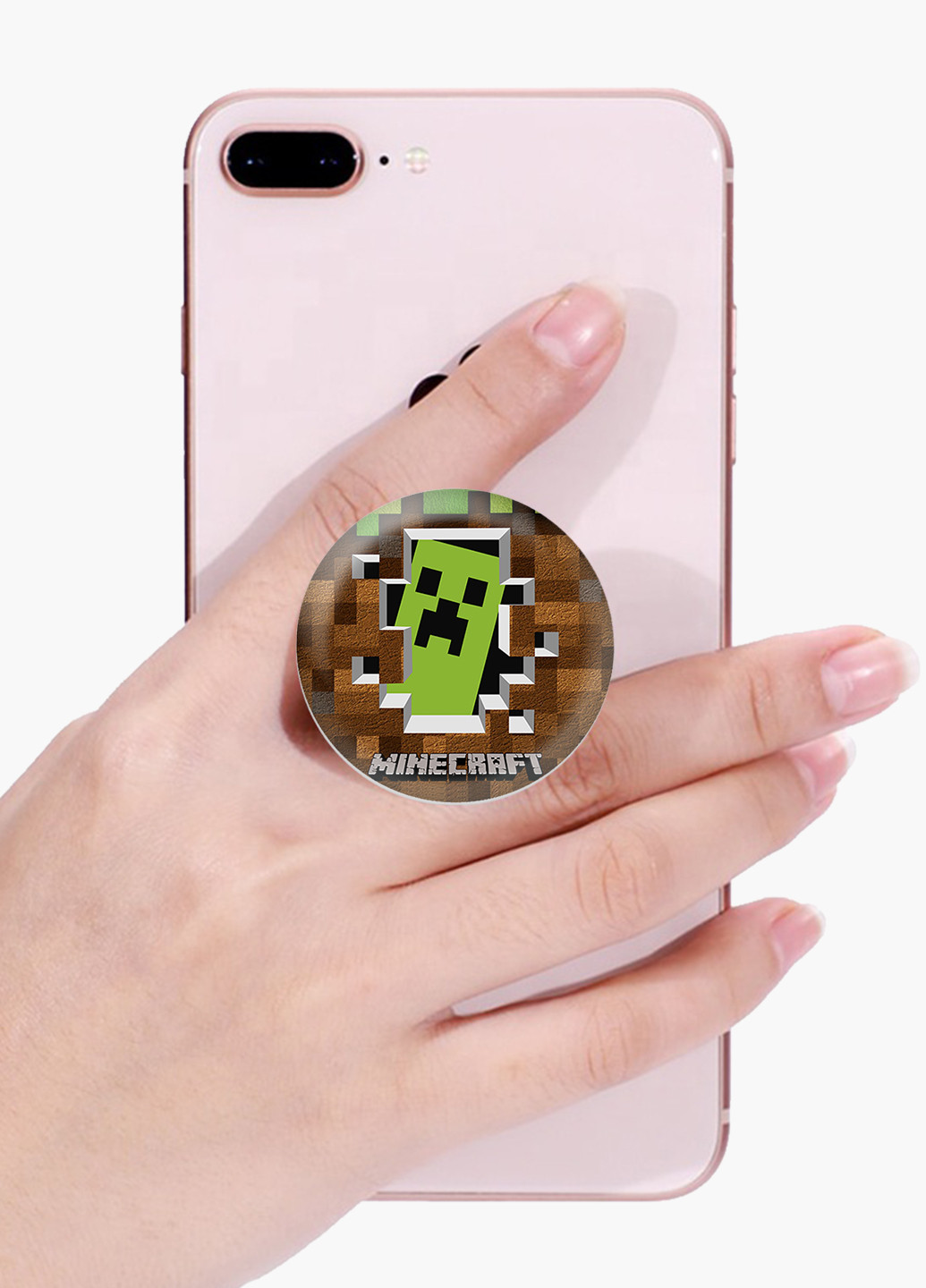 Попсокет (Popsockets) тримач для смартфону Майнкрафт (Minecraft) (8754-1709) Чорний MobiPrint (216836504)