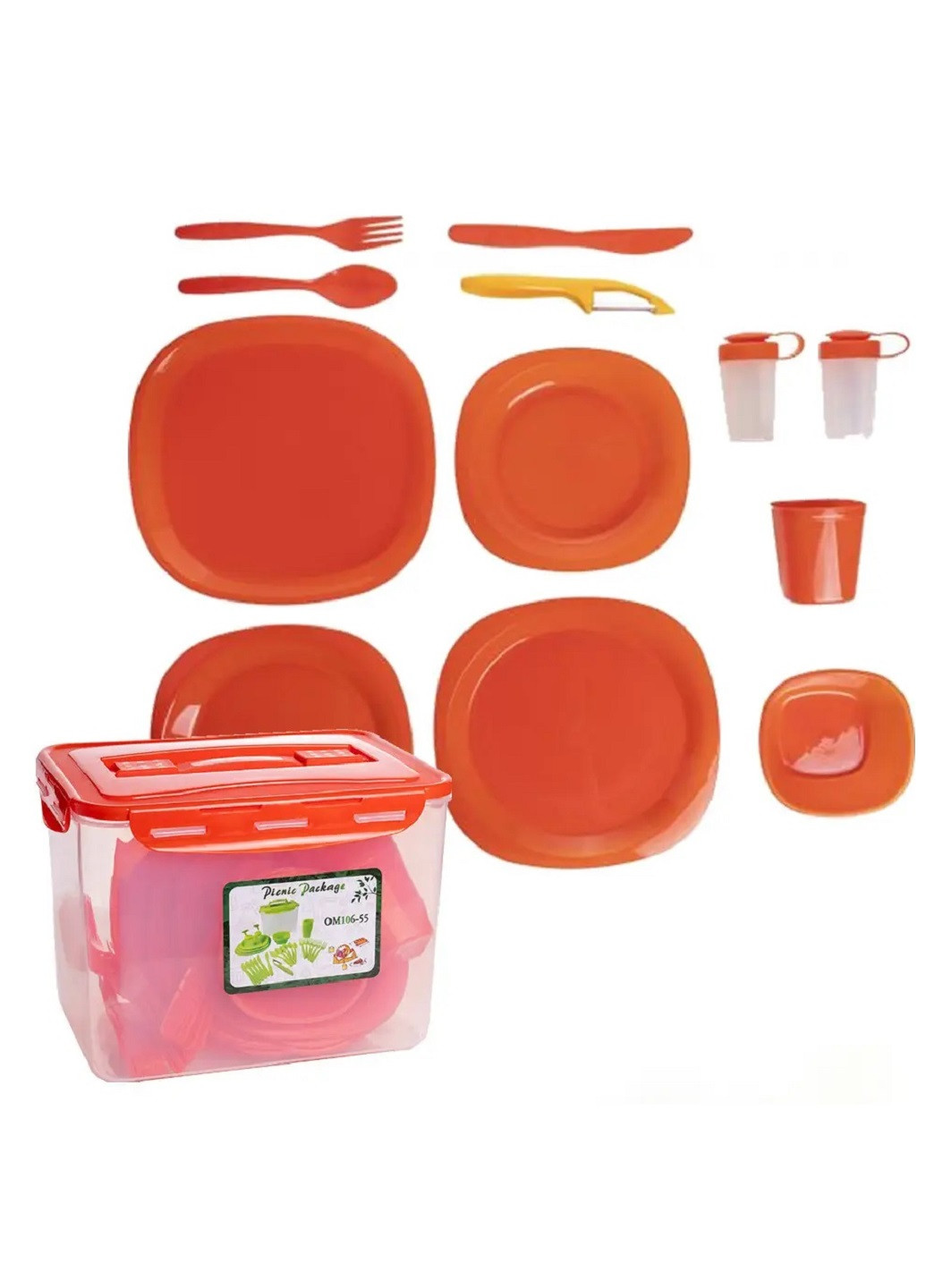 Набор посуды для пикника на 6 персон 55 предметов в боксе контейнере тарелки стаканы столовые приборы (56332-Нов) Unbranded (253276817)