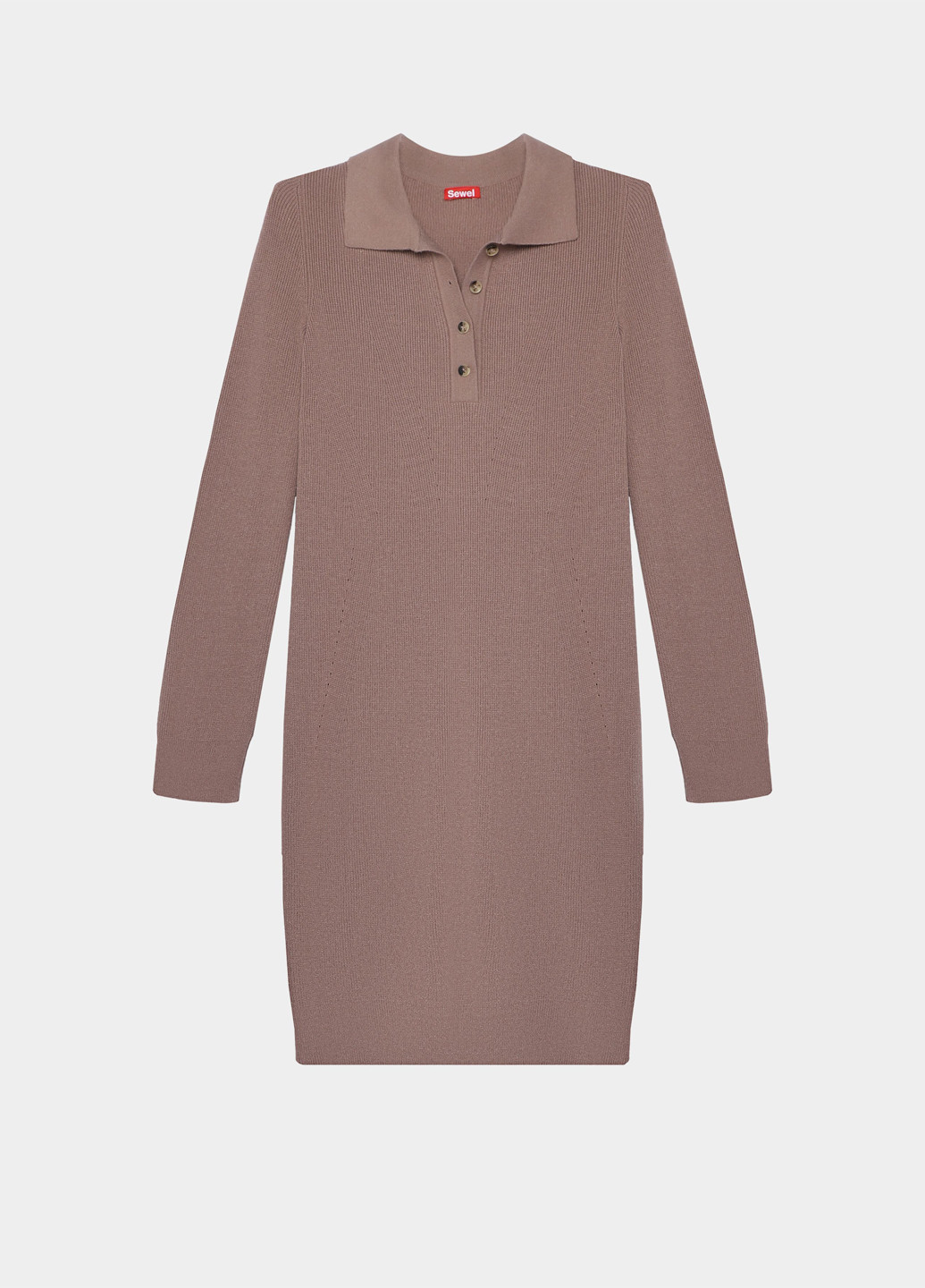 Темно-бежевое кэжуал вязаное платье поло Sewel однотонное