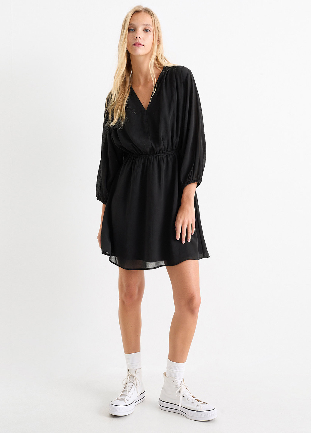 Черное кэжуал платье а-силуэт C&A однотонное