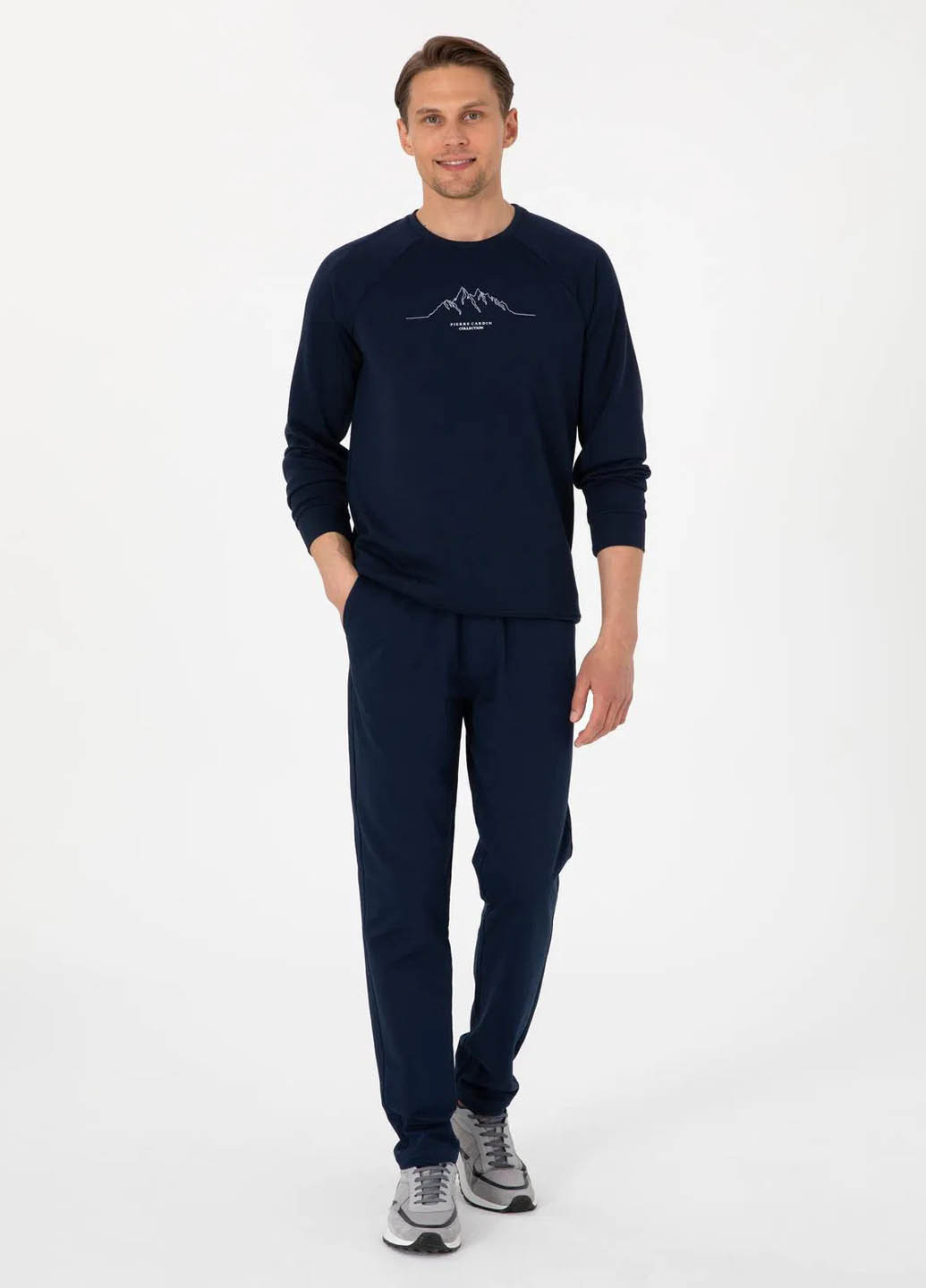 Темно-синие спортивные демисезонные зауженные брюки Pierre Cardin