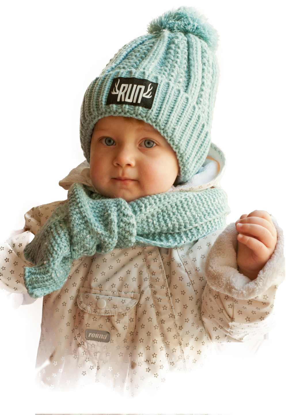 Мятный зимний комплект (шапка, шарф) bilamila