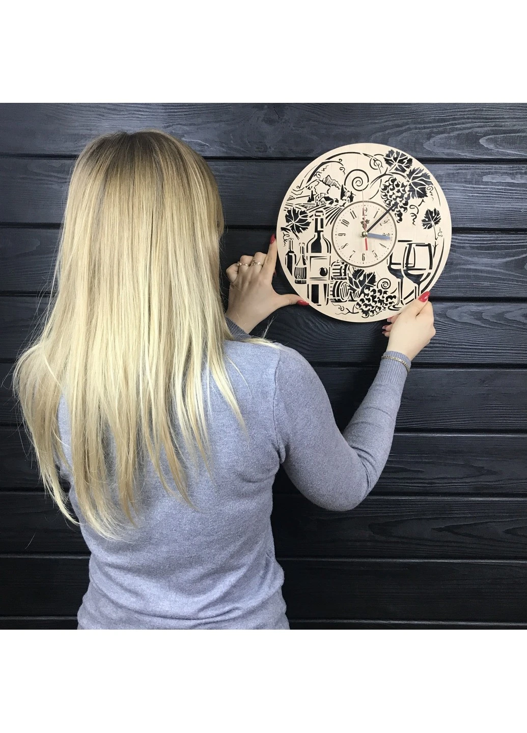 Тематичний інтер`єрний настінний годинник безшумний «Вино» 7Arts (253566197)
