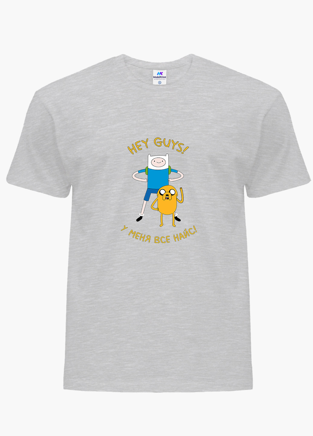 Світло-сіра демісезонна футболка дитяча фінн і джейк пес час пригод (adventure time) (9224-1579) MobiPrint