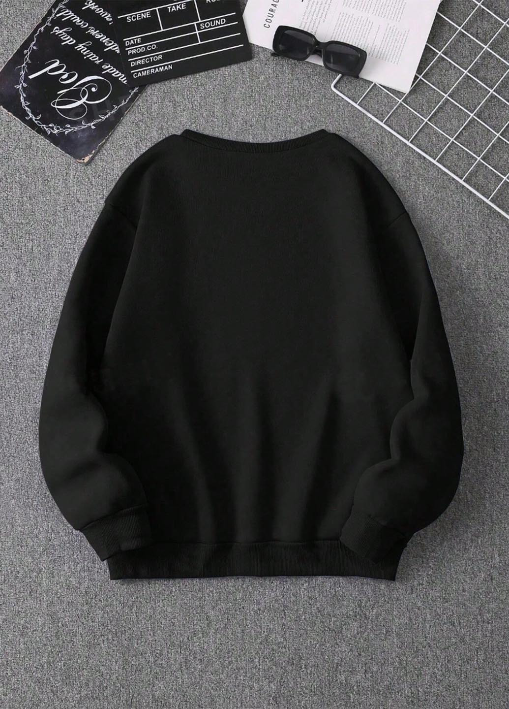 Черный свитшот SHEIN логотип без декора (346167835)