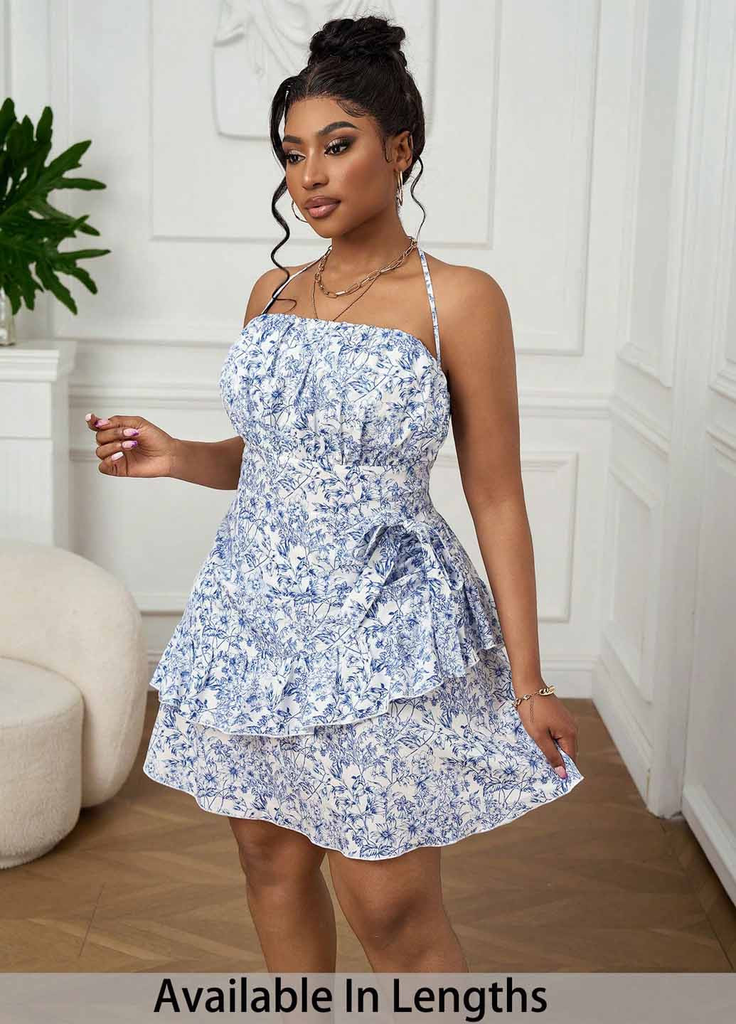 Белое коктейльное, кэжуал платье SHEIN с цветочным принтом