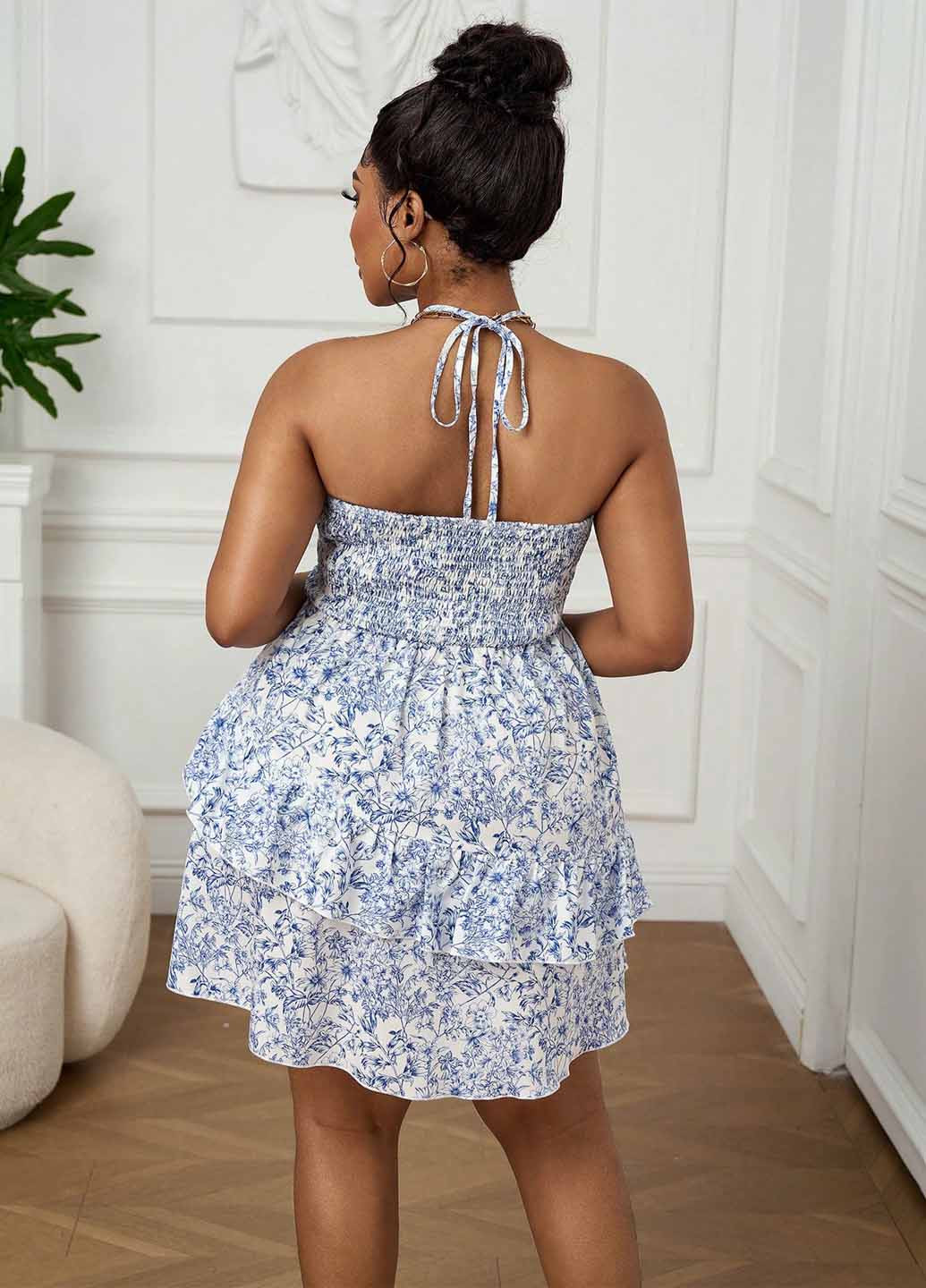 Белое коктейльное, кэжуал платье SHEIN с цветочным принтом