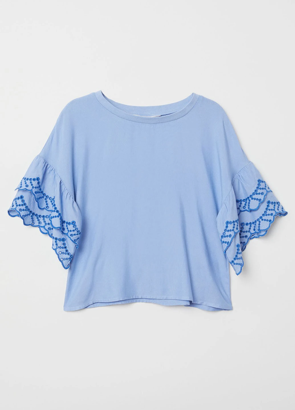 Синяя однотонная блузка H&M летняя