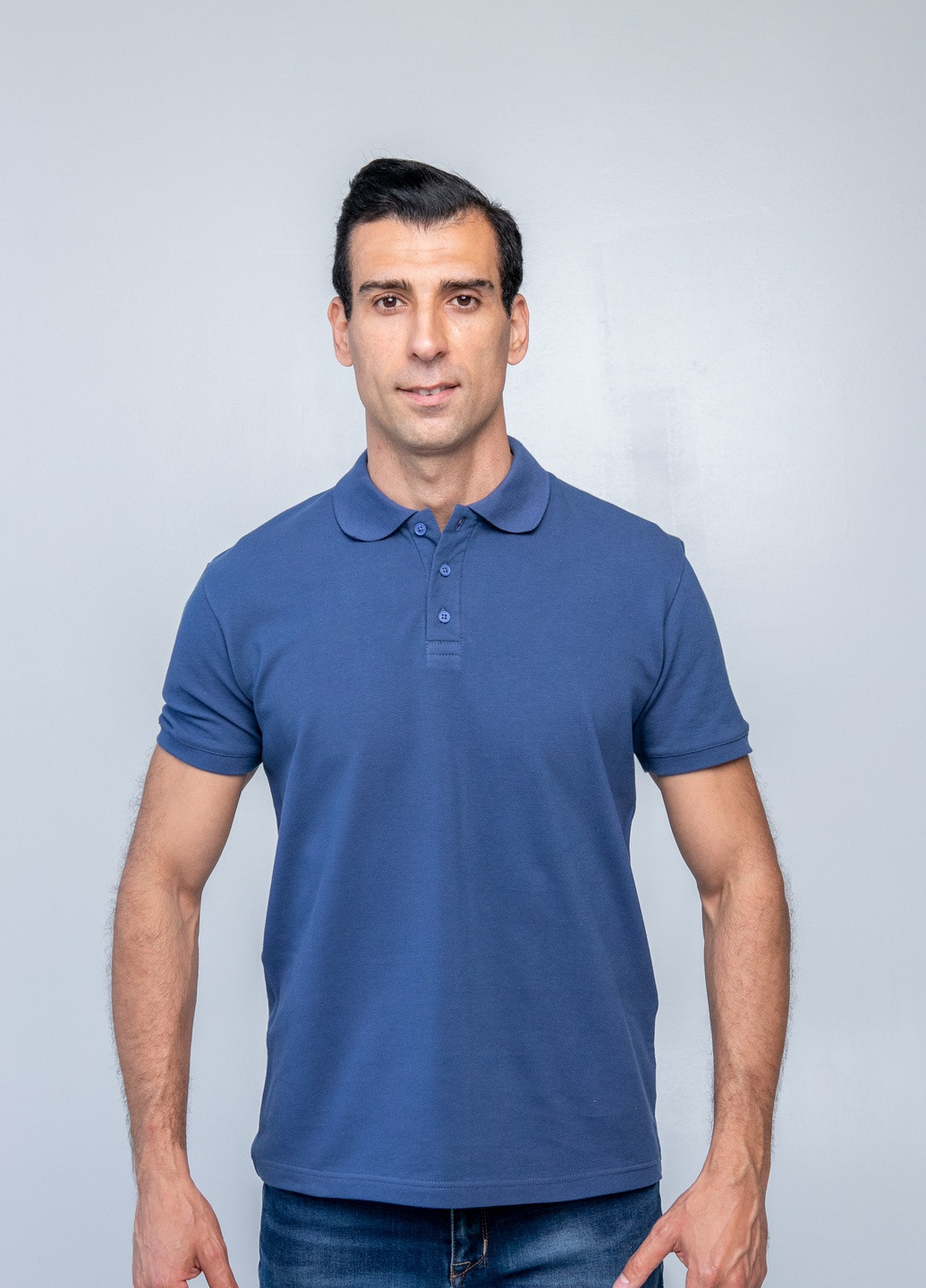 Синяя футболка-футболка поло чоловіча для мужчин TvoePolo однотонная