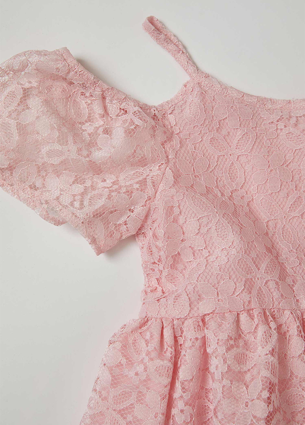 Светло-розовое кэжуал платье клеш, с открытыми плечами DeFacto