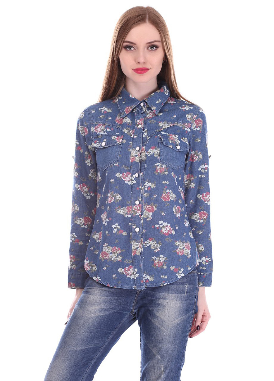 Джинсовая джинсовая рубашка с цветами Ginmeiyan Fashion
