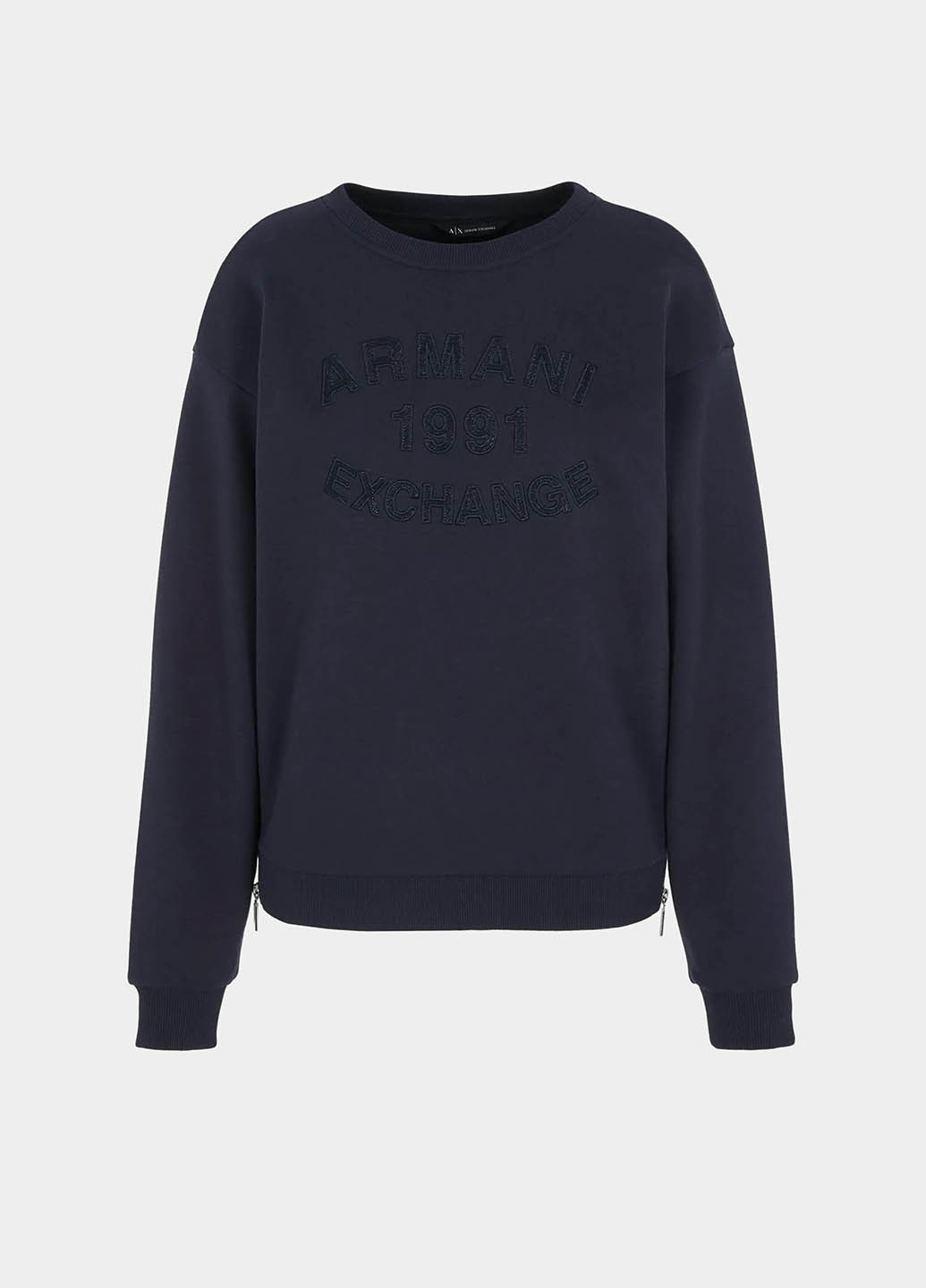 Темно-синий свитшот Armani Exchange однотонный вышивка (365688571)