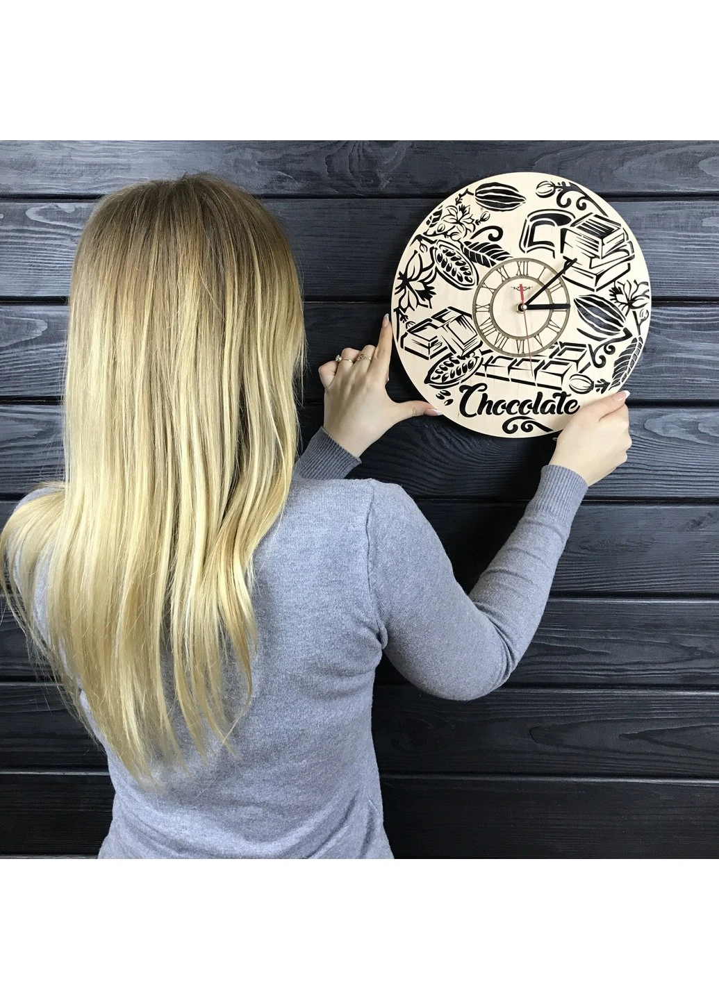 Концептуальний настінний годинник з дерева «Шоколад» 7Arts (253566709)