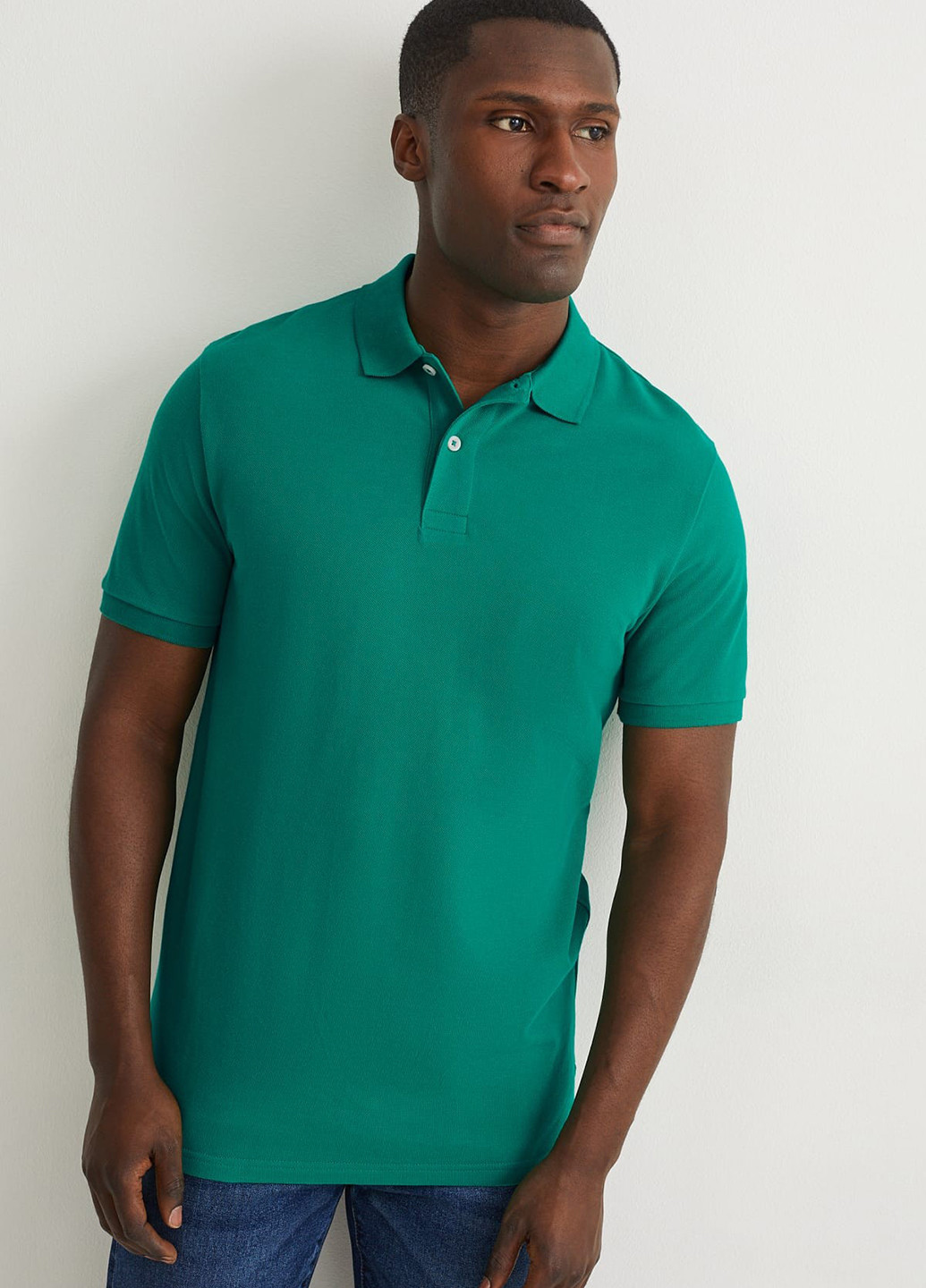 Зеленая футболка-поло для мужчин C&A однотонная