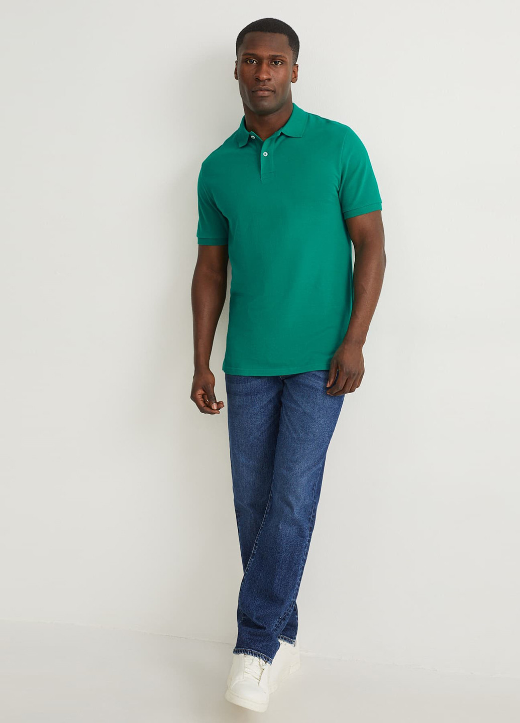 Зеленая футболка-поло для мужчин C&A однотонная