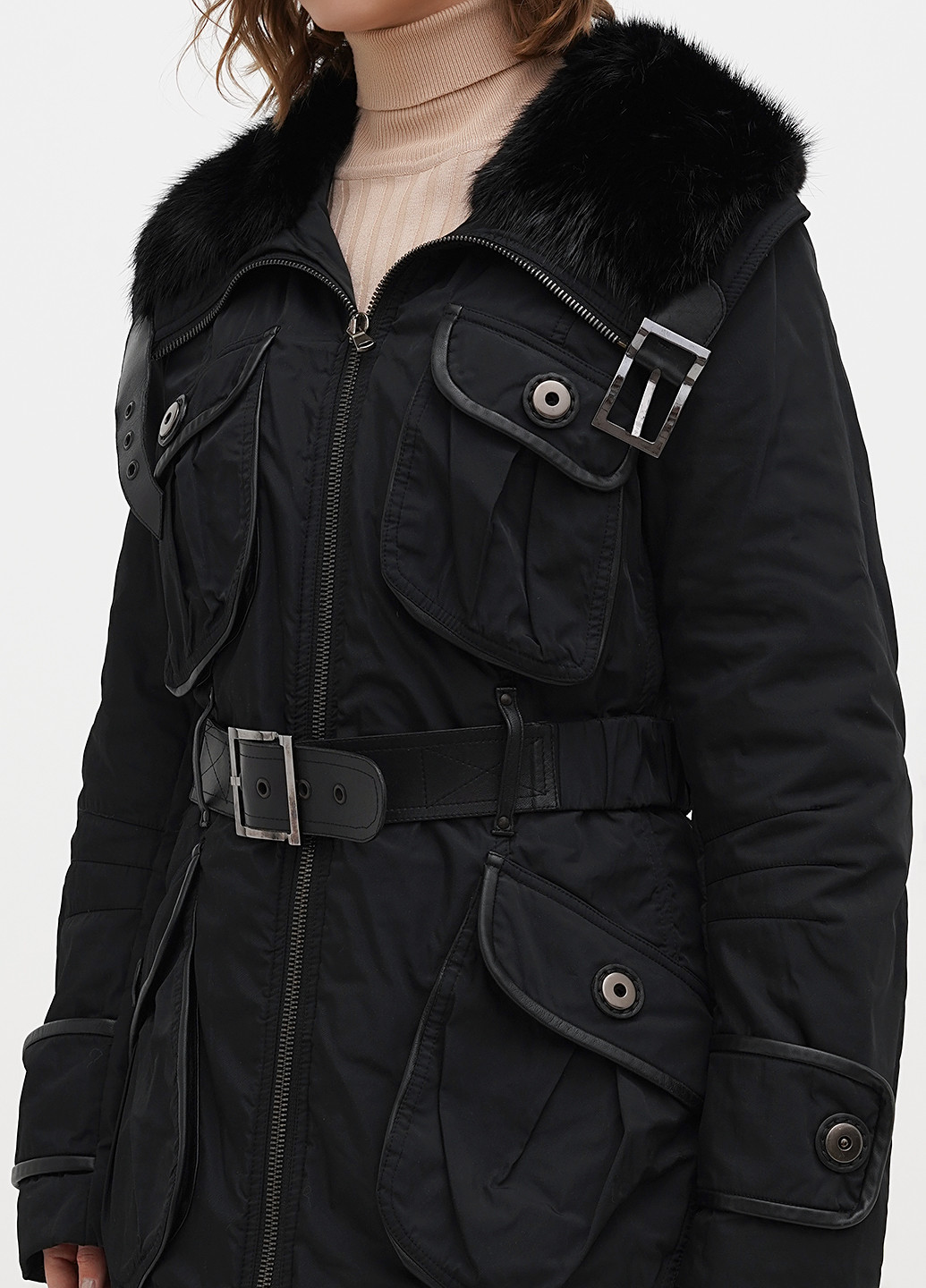 Чорна демісезонна куртка Vera Pelle