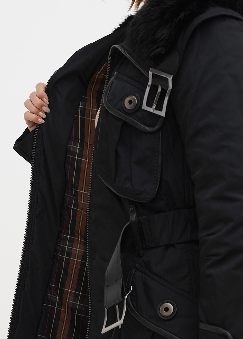 Чорна демісезонна куртка Vera Pelle