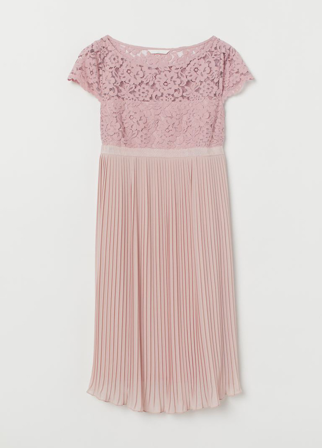 Пудровое коктейльное платье плиссированное H&M однотонное