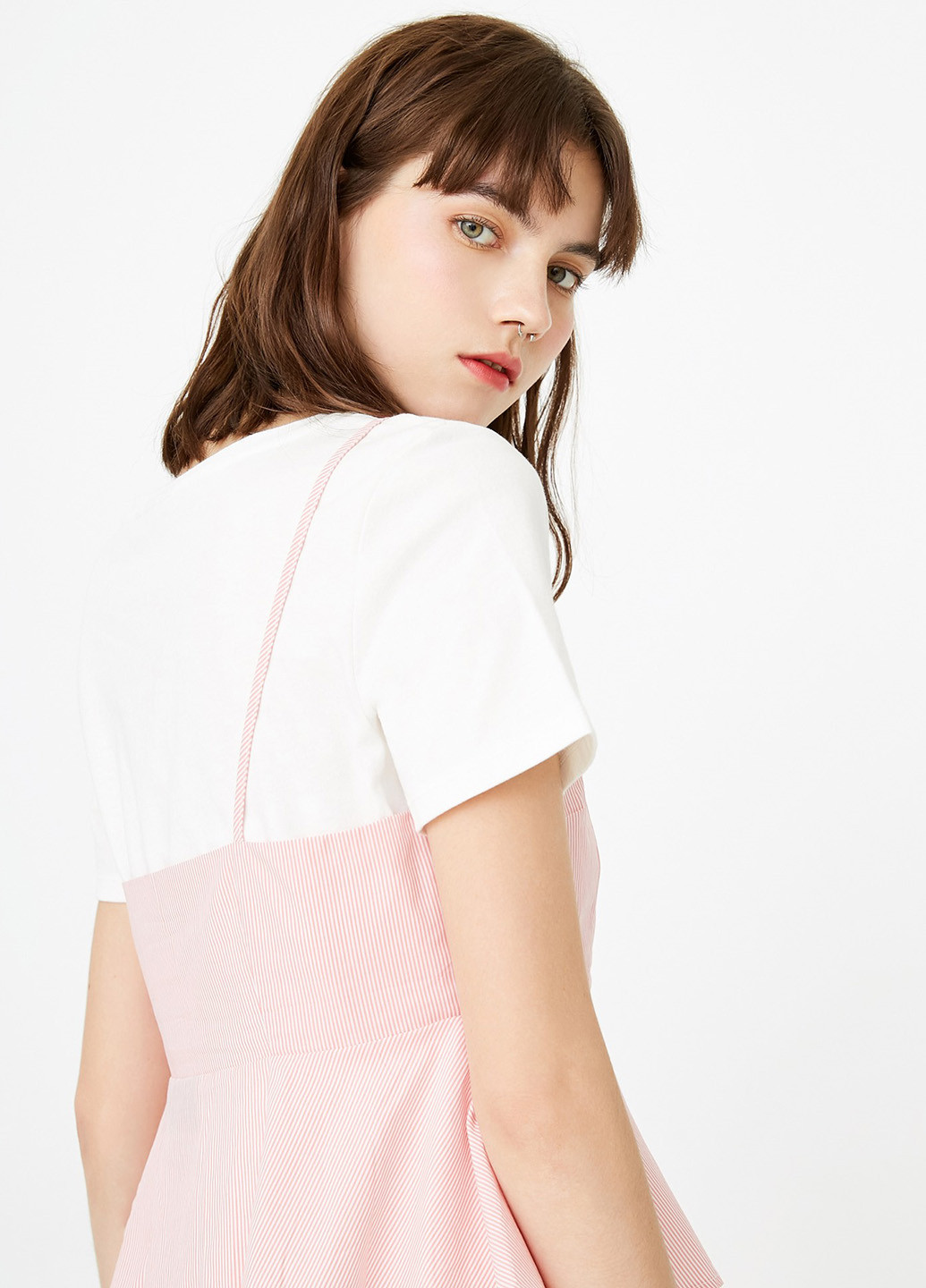 Розовый летний комплект (футболка, майка) Only