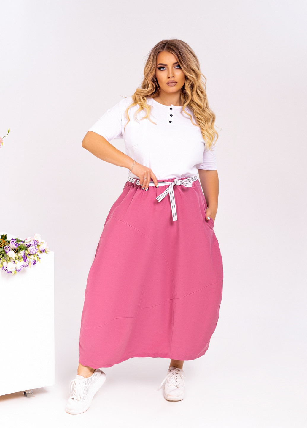 Розовая кэжуал однотонная юбка QUARTETTO