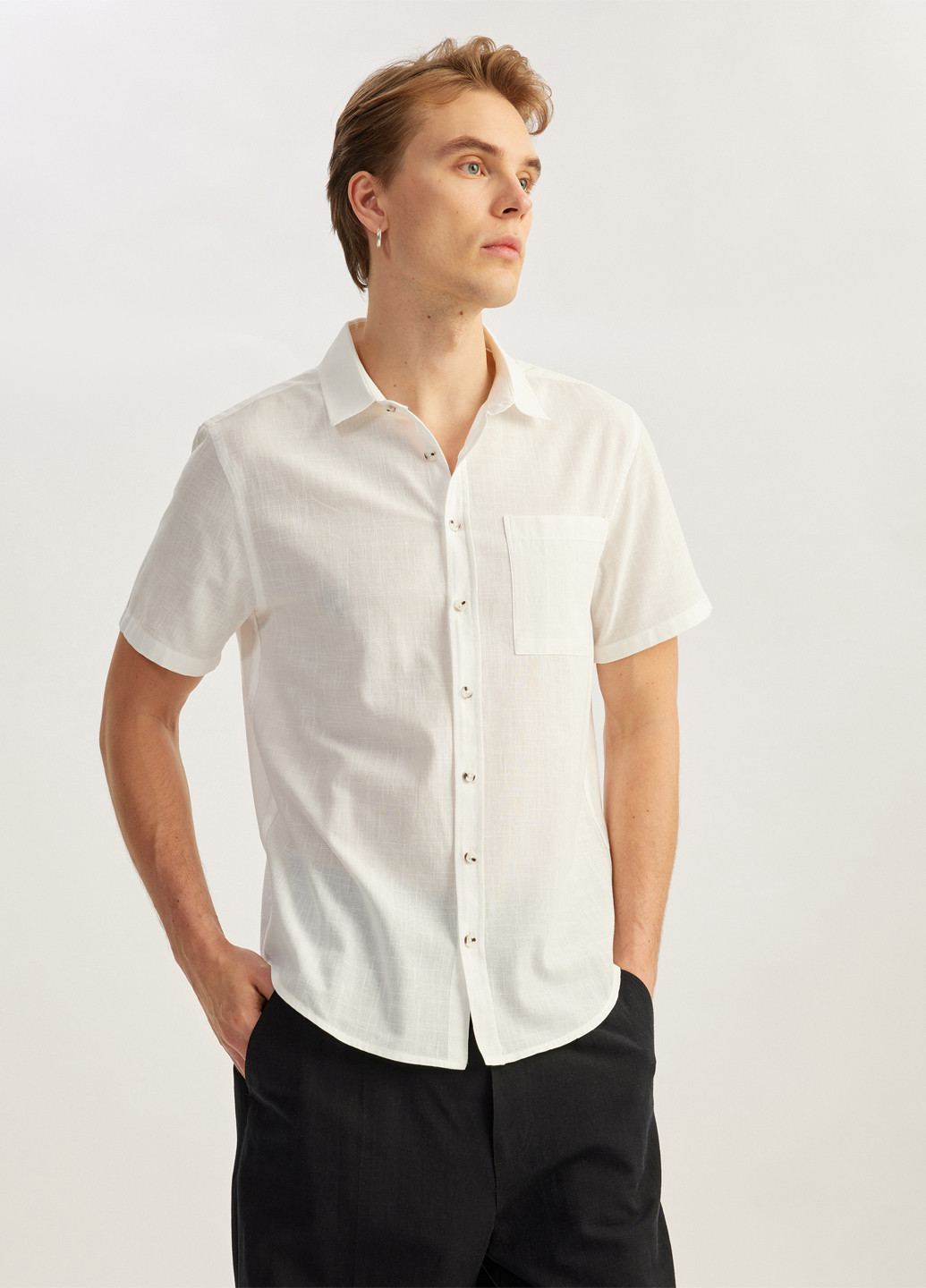 Белая кэжуал рубашка однотонная KOTON