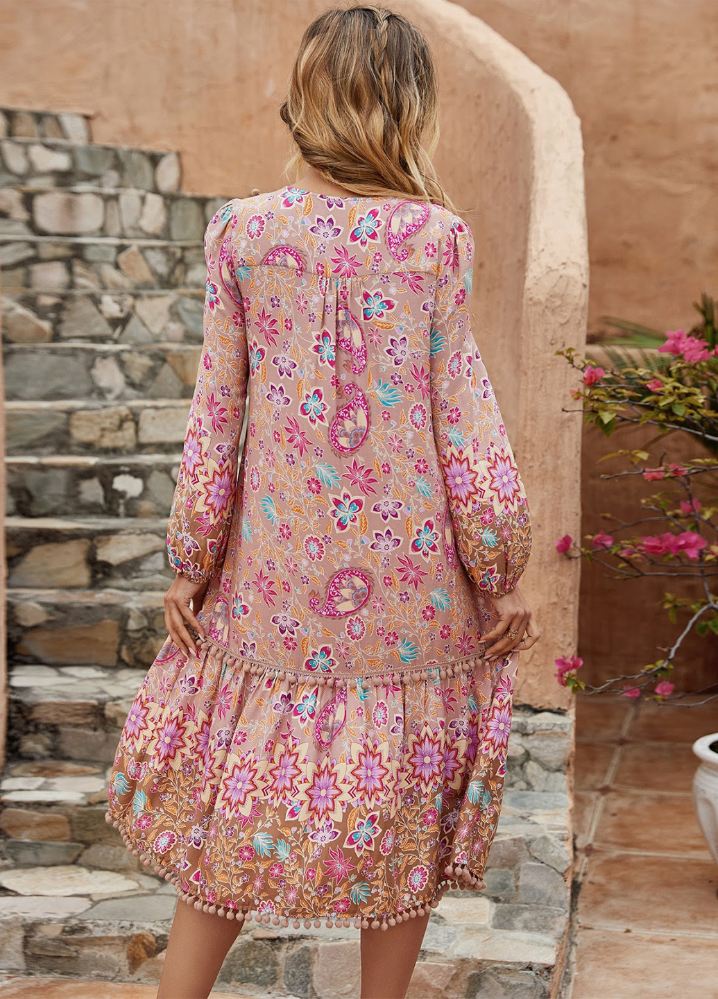 Пудрова кежуал сукня а-силует SHEIN з квітковим принтом