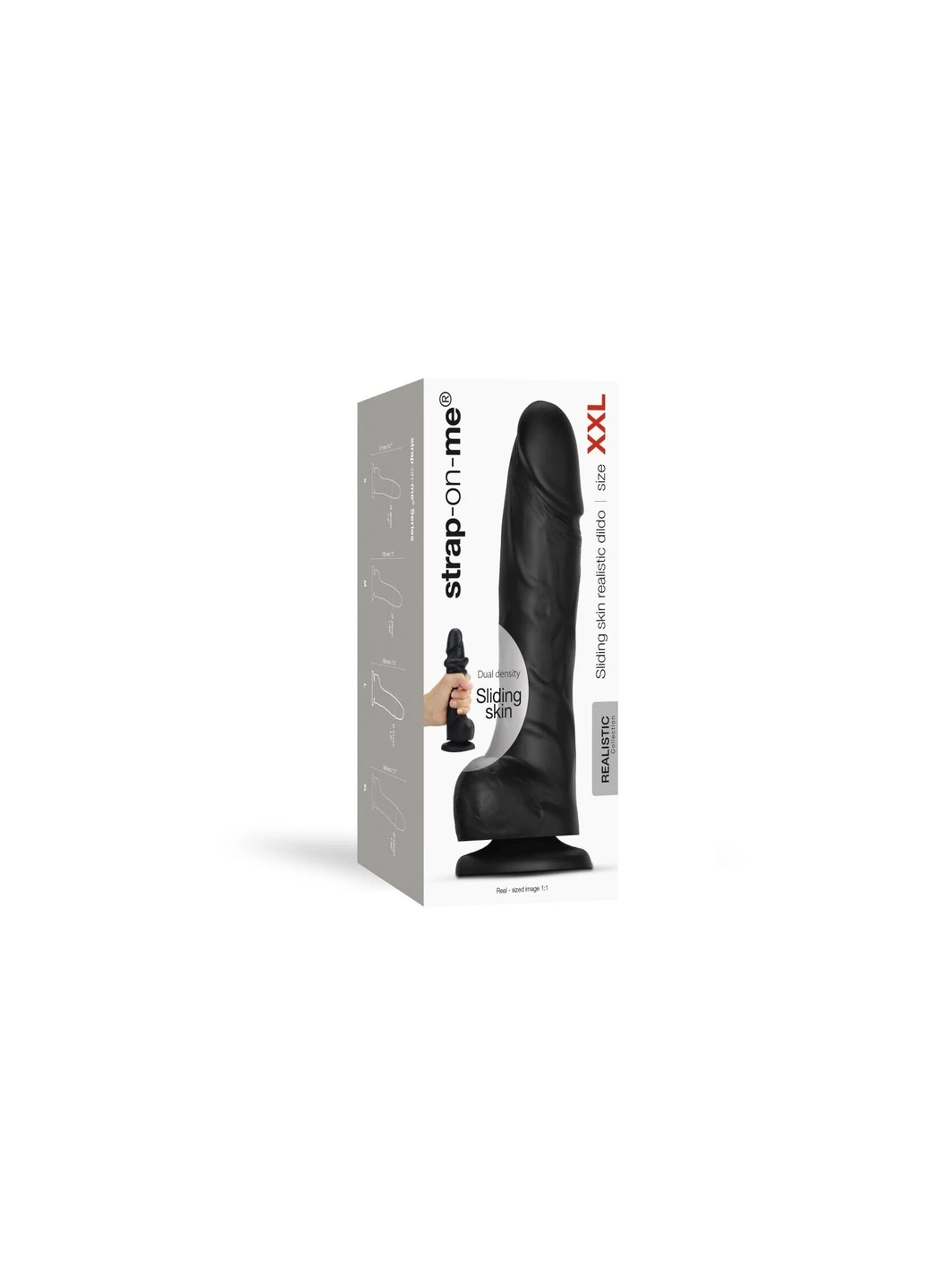 Реалістичний фалоімітатор Sliding Skin Realistic Dildo Black - XXL, ефект рухливої шкіри Strap-On-Me (254885505)