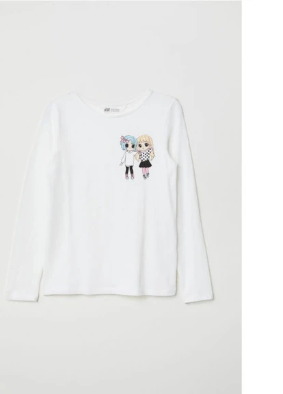 Футболка з довгими рукавами H & M P4005 98 - 104 см Біла (P-100341) H&M (223403543)