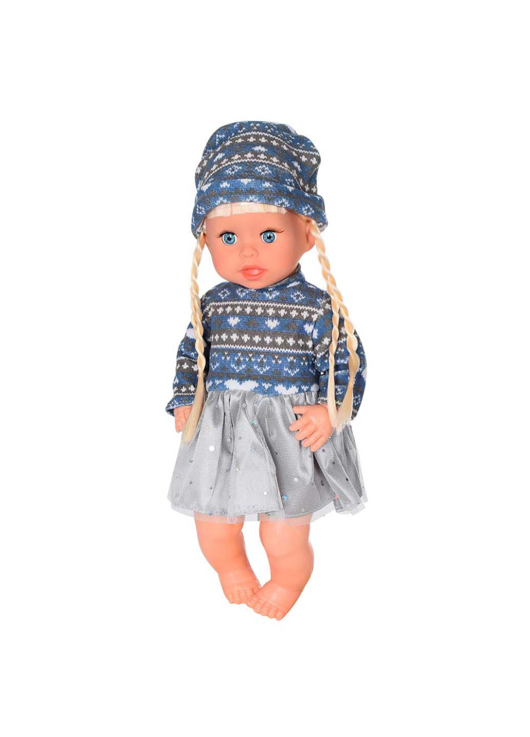Детская кукла Яринка M 5602 на украинском языке Синее с серым платье Bambi (256301395)