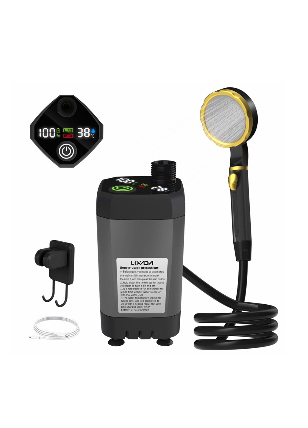 Душ портативний на 6000 mAh, 7,6х12 см LIXADA (306373331)