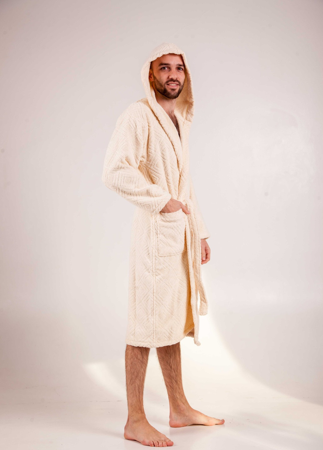 Халат махровий Berlin, кремовий, розмір XXL (3800980994279) Bulgaria-Tex плотность - 420 гр/м2 (251459948)