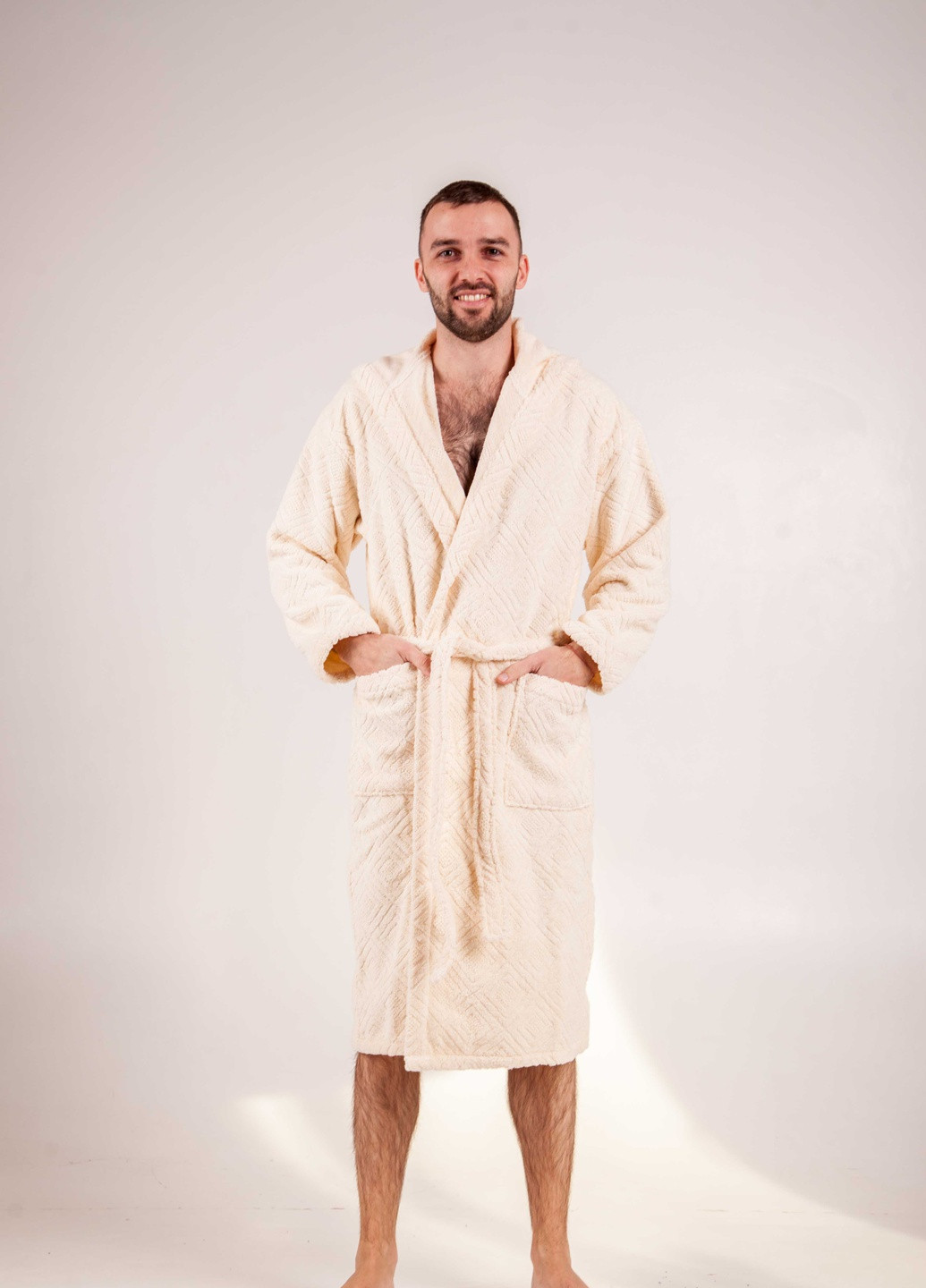 Халат махровий Berlin, кремовий, розмір XXL (3800980994279) Bulgaria-Tex плотность - 420 гр/м2 (251459948)