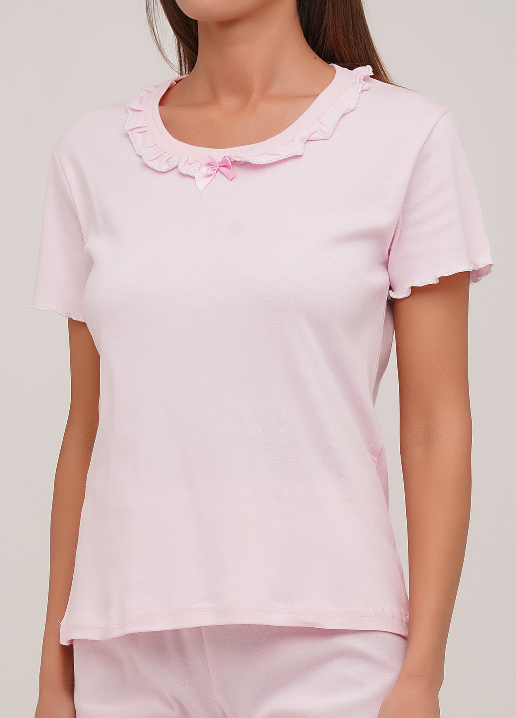 Світло-рожева всесезон піжама (футболка, шорти, маска для сну) футболка + шорти Lucci