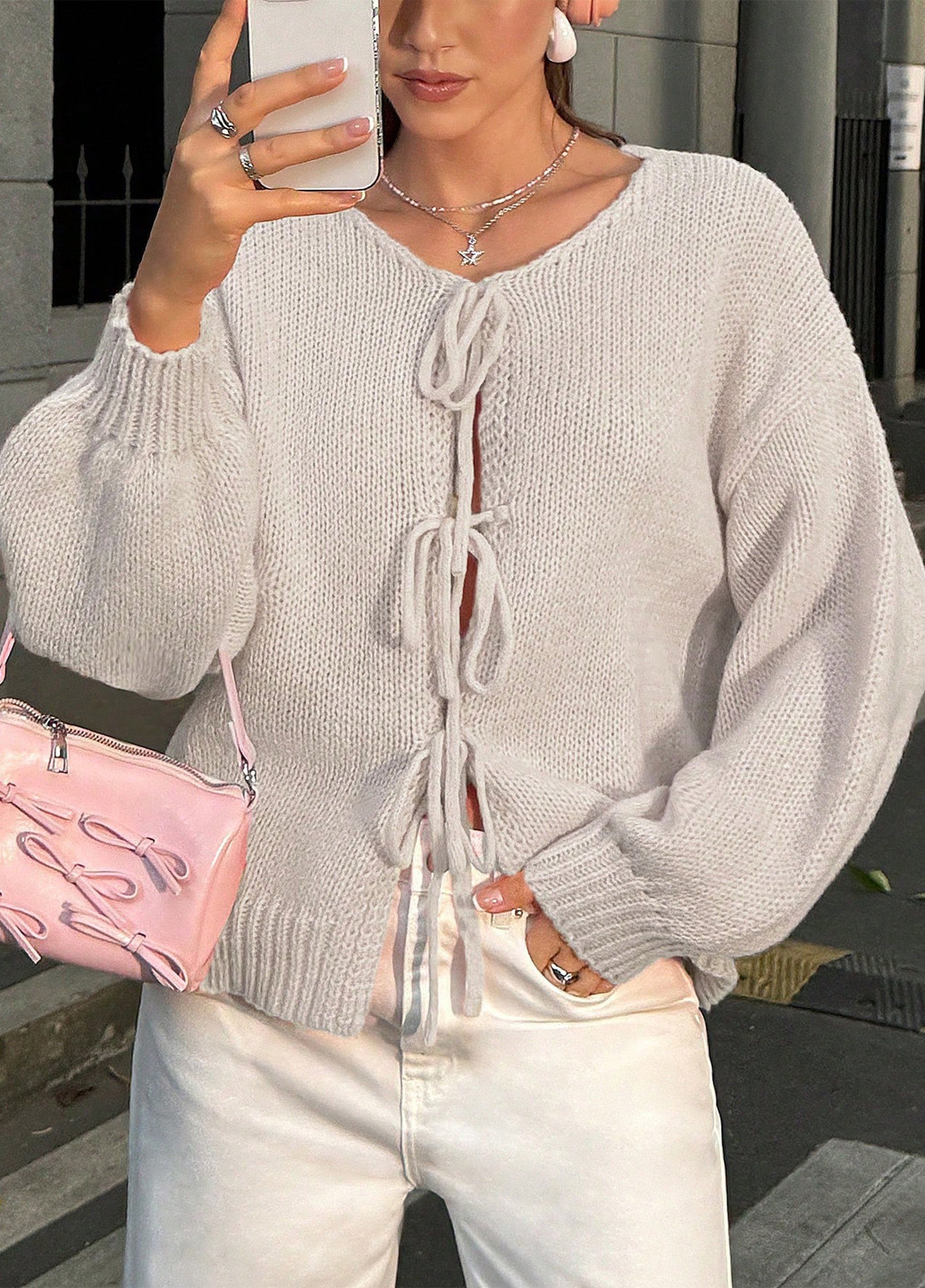 Кремовый демисезонный кардиган SHEIN