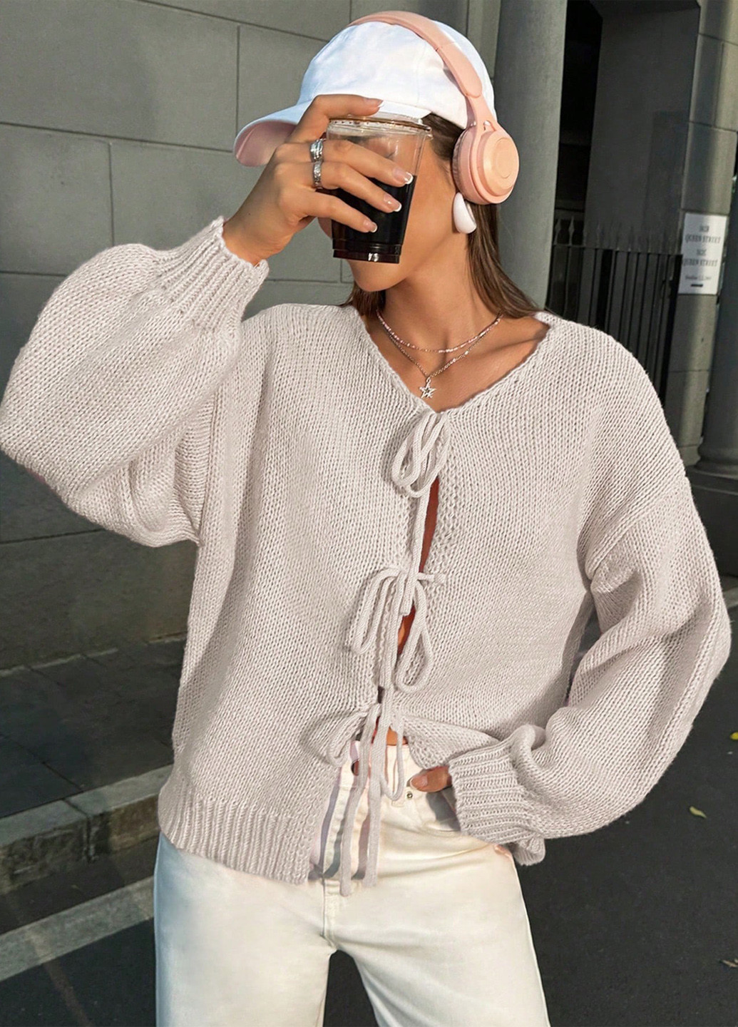 Кремовый демисезонный кардиган SHEIN