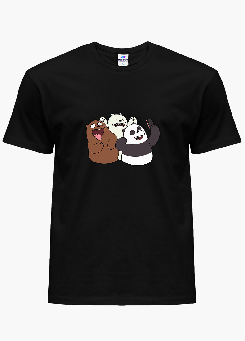 Чорна демісезонна футболка дитяча вся правда про ведмедів (we bare bears) (9224-2665) MobiPrint