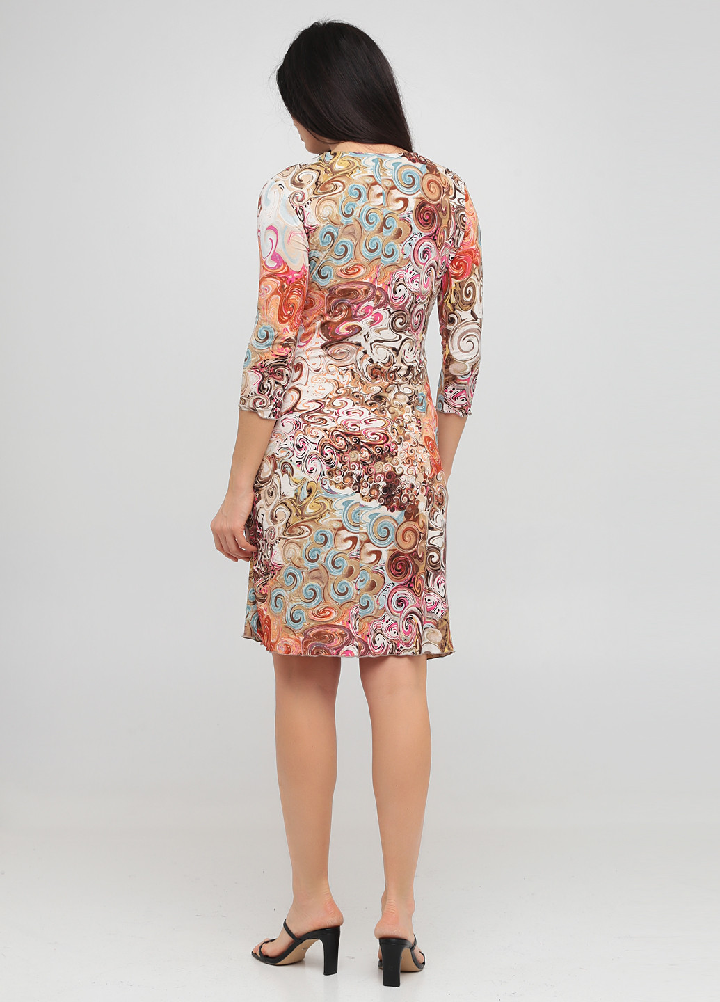 Комбинированное коктейльное платье на запах James Lakeland с цветочным принтом