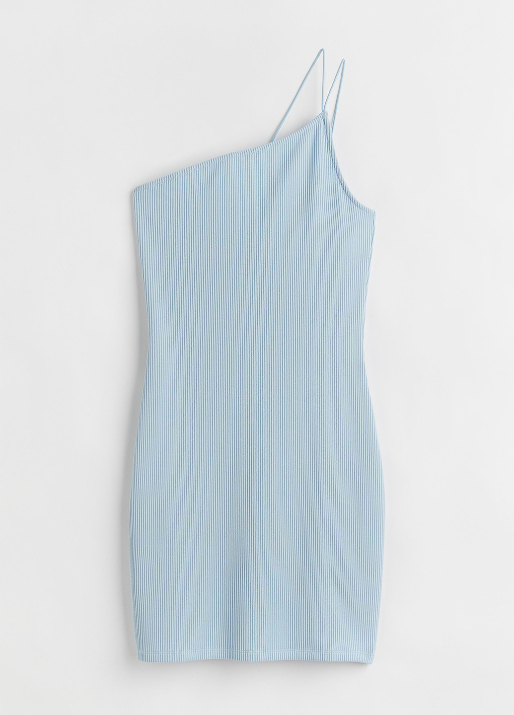 Светло-голубое кэжуал платье на одно плечо H&M однотонное