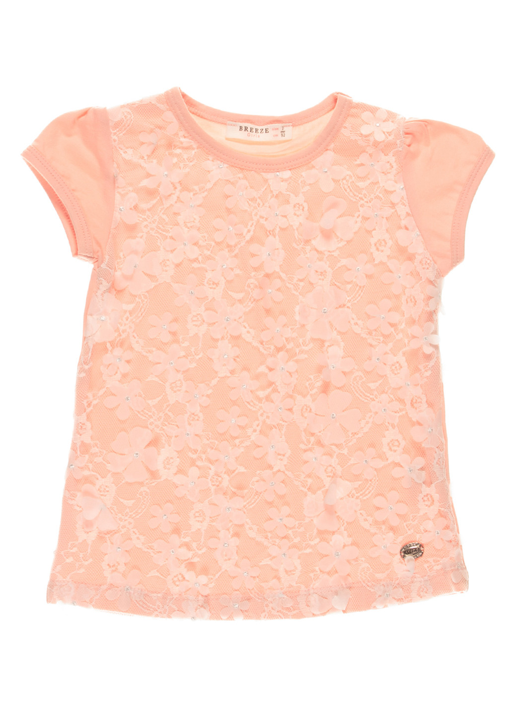 Персиковая летняя футболка с коротким рукавом Breeze