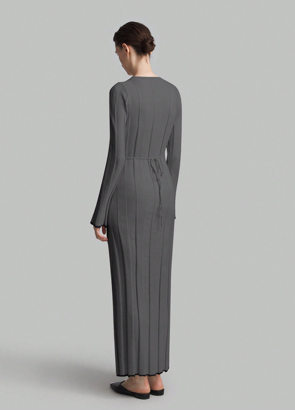 Темно-серое кэжуал платье платье-свитер SHEIN однотонное