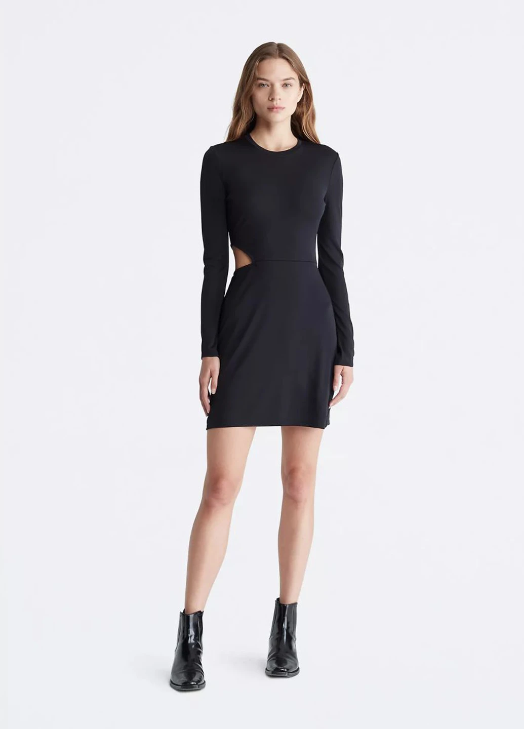 Черное кэжуал платье футляр Calvin Klein однотонное